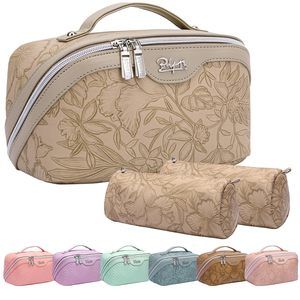 Travel Makeup Bags Cosmetic Organizer Bag: 3-set Large Capacity Make Up Bag -🫵